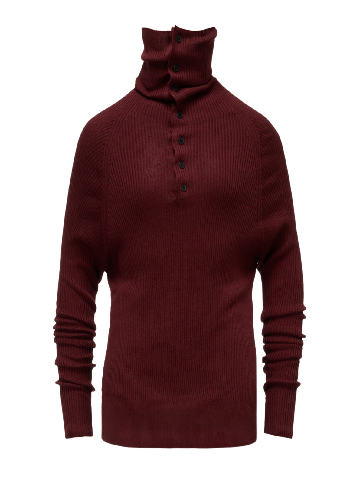 COTTON BLEND HIGH NECK RIB KNIT