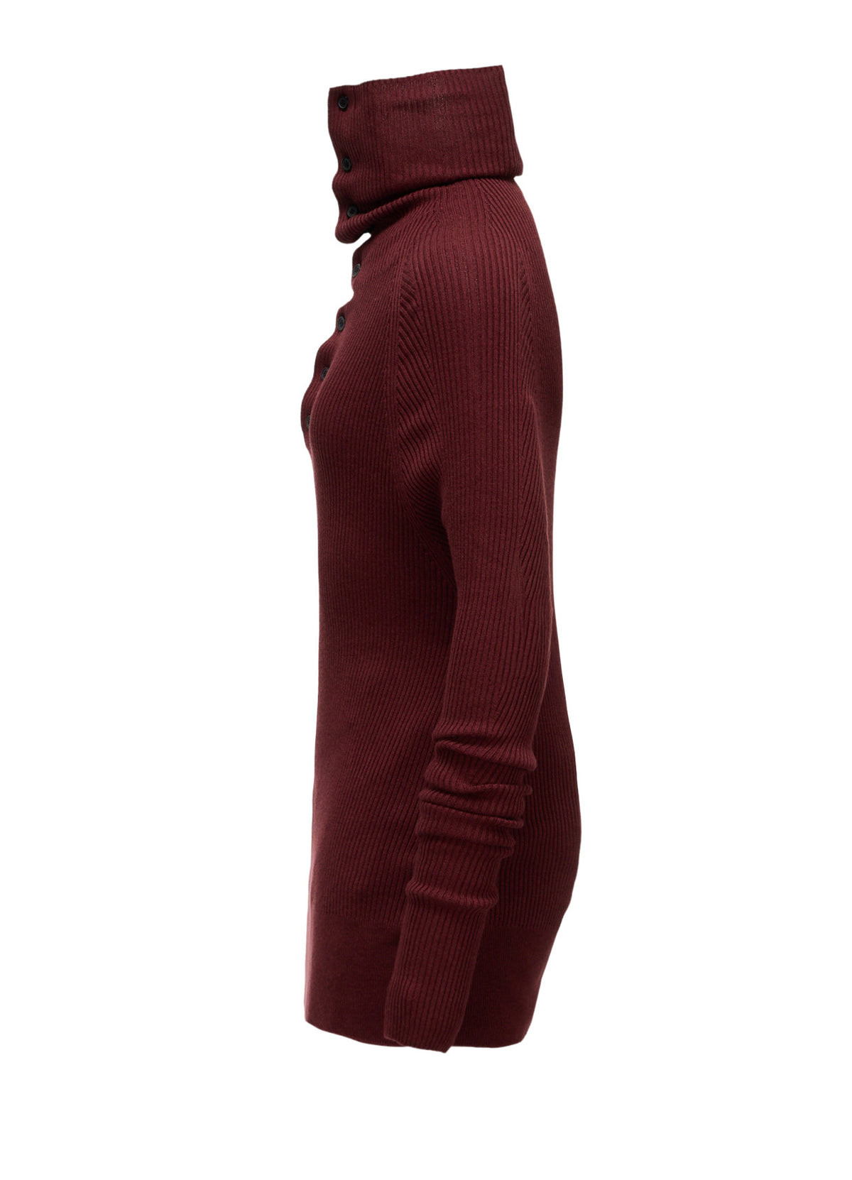 COTTON BLEND HIGH NECK RIB KNIT