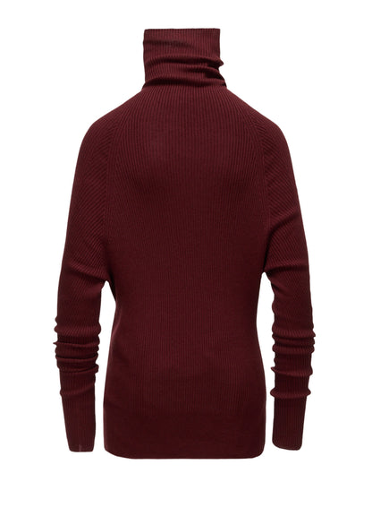 COTTON BLEND HIGH NECK RIB KNIT