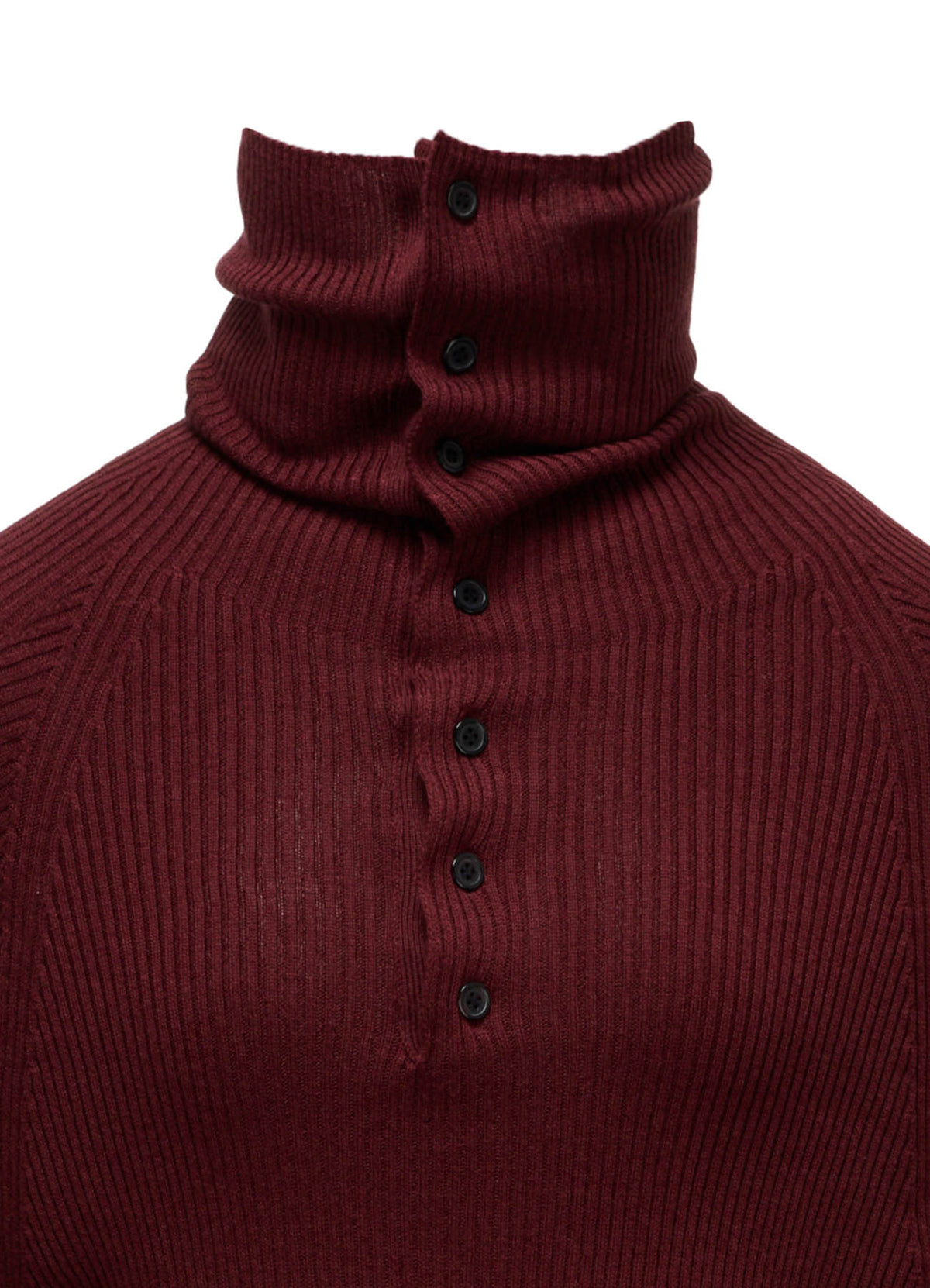 COTTON BLEND HIGH NECK RIB KNIT