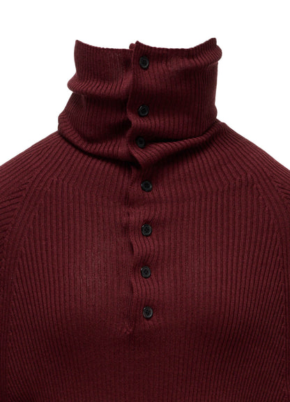 COTTON BLEND HIGH NECK RIB KNIT