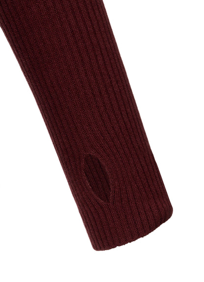 COTTON BLEND HIGH NECK RIB KNIT