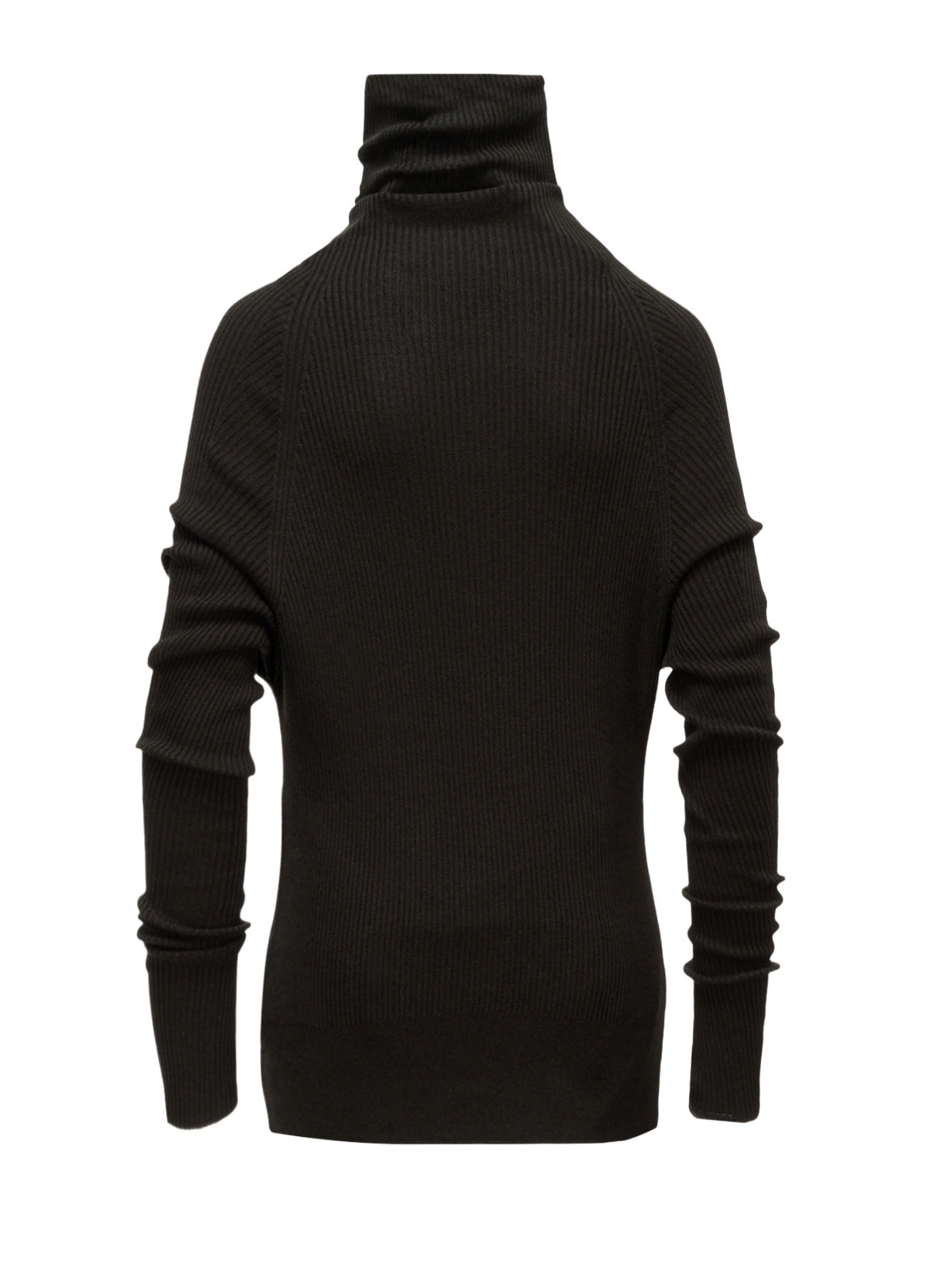 COTTON BLEND HIGH NECK RIB KNIT