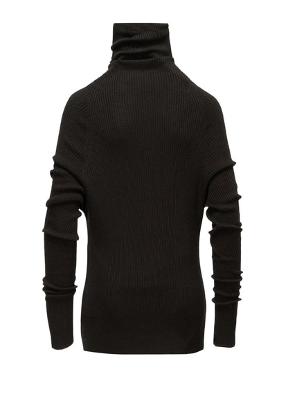 COTTON BLEND HIGH NECK RIB KNIT