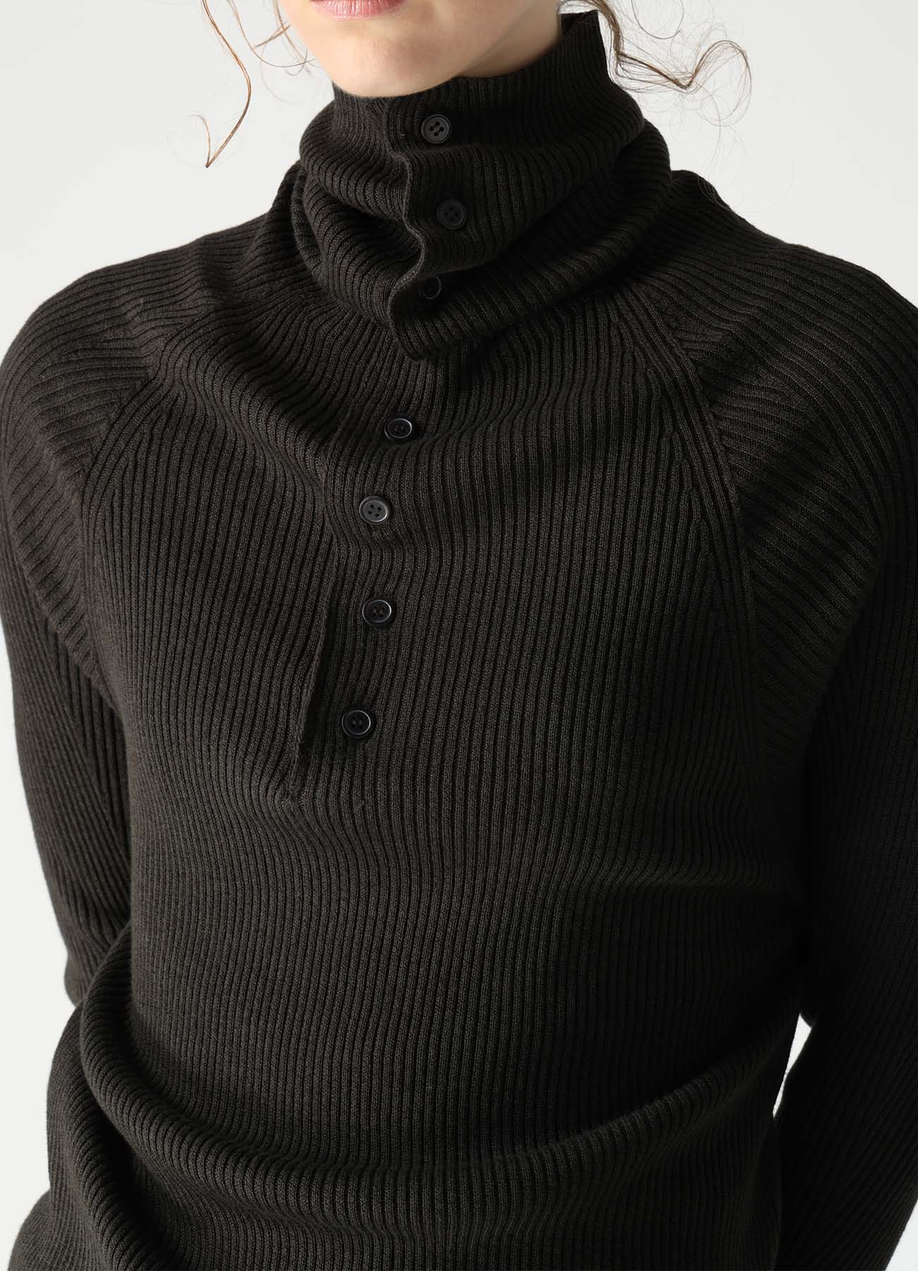 COTTON BLEND HIGH NECK RIB KNIT – THE SHOP YOHJI YAMAMOTO