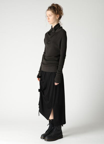 COTTON BLEND HIGH NECK RIB KNIT