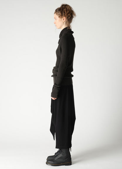 COTTON BLEND HIGH NECK RIB KNIT