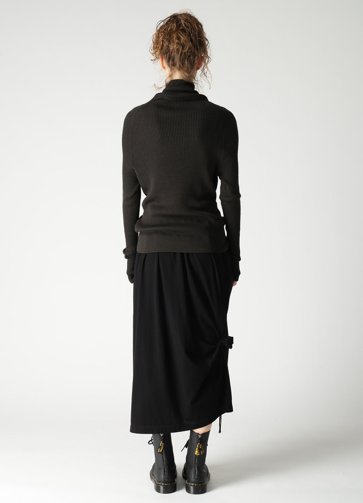 COTTON BLEND HIGH NECK RIB KNIT