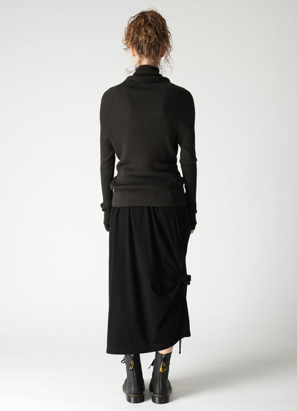 COTTON BLEND HIGH NECK RIB KNIT