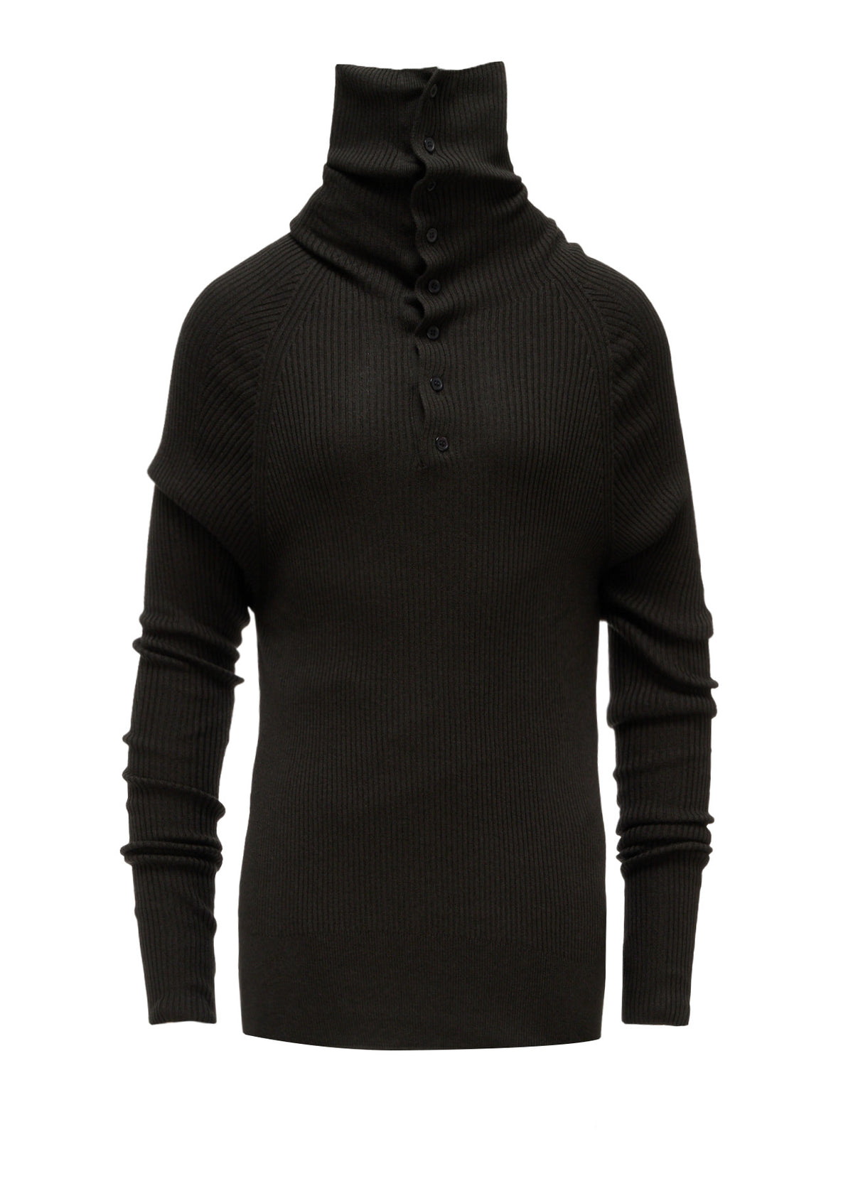 COTTON BLEND HIGH NECK RIB KNIT