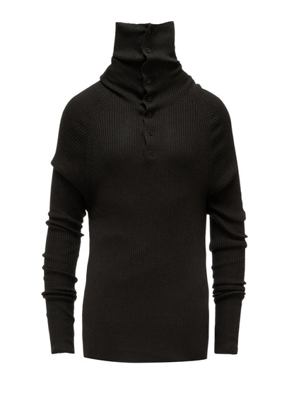 COTTON BLEND HIGH NECK RIB KNIT