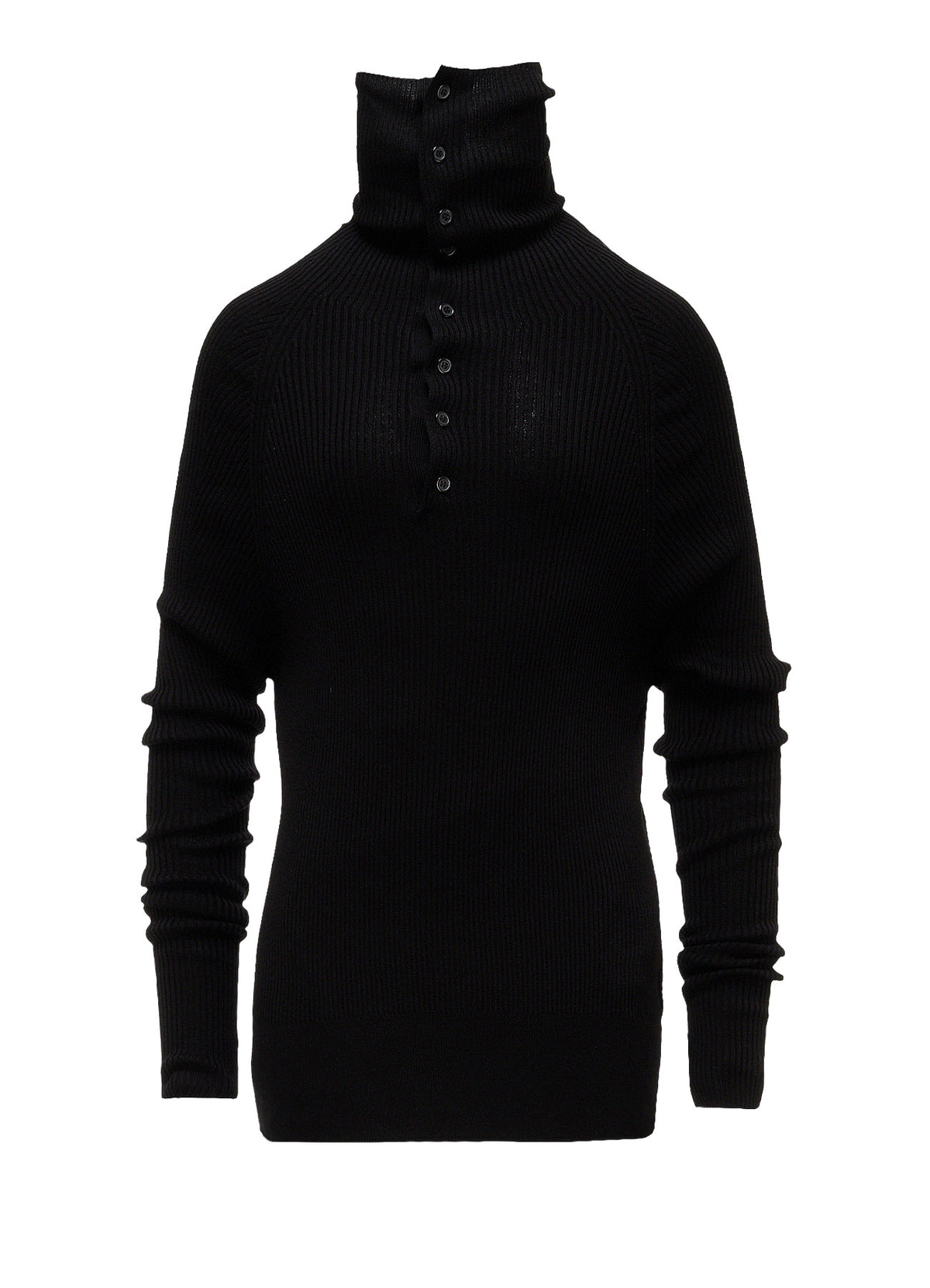 COTTON BLEND HIGH NECK RIB KNIT