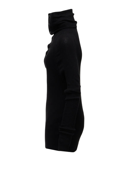 COTTON BLEND HIGH NECK RIB KNIT
