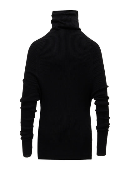 COTTON BLEND HIGH NECK RIB KNIT