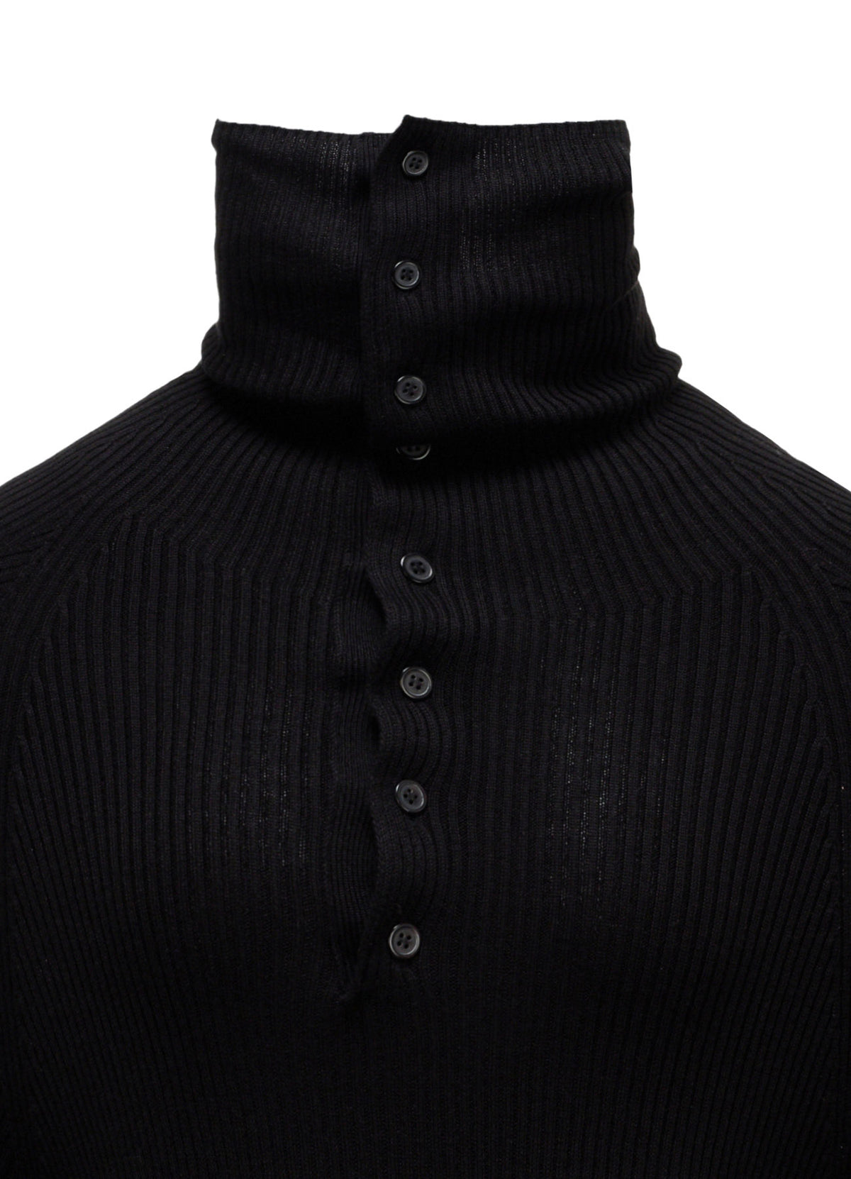 COTTON BLEND HIGH NECK RIB KNIT