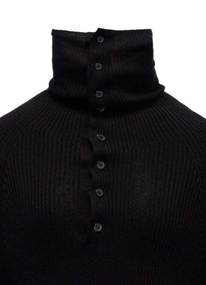 COTTON BLEND HIGH NECK RIB KNIT