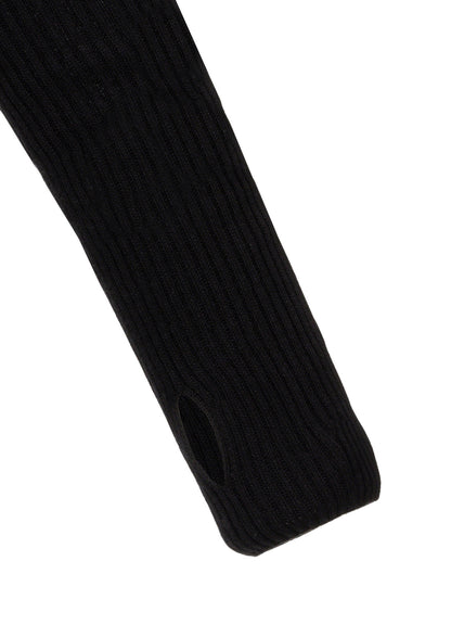 COTTON BLEND HIGH NECK RIB KNIT