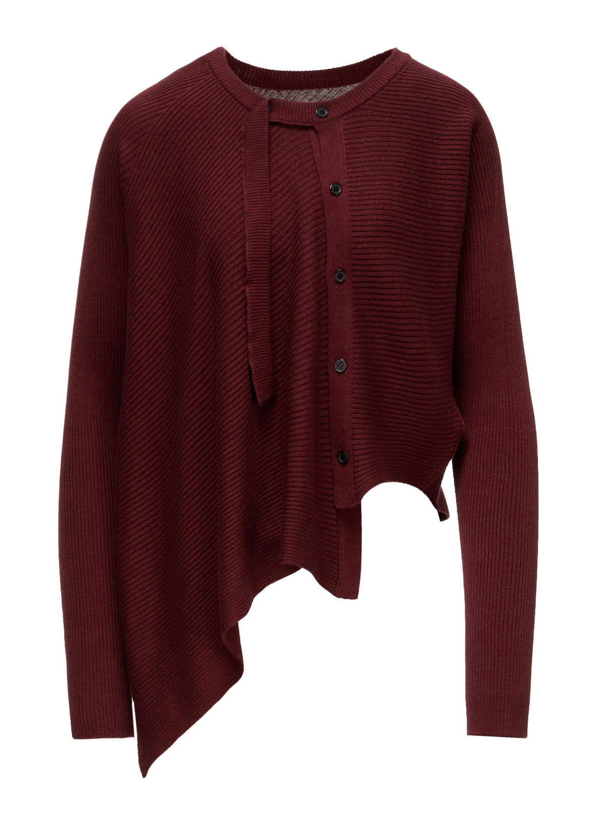 COTTON BLEND CROPPED ASYMMETRIC RIB KNIT