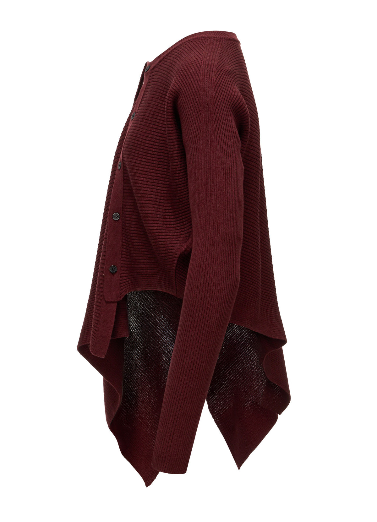 COTTON BLEND CROPPED ASYMMETRIC RIB KNIT