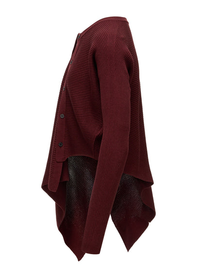 COTTON BLEND CROPPED ASYMMETRIC RIB KNIT