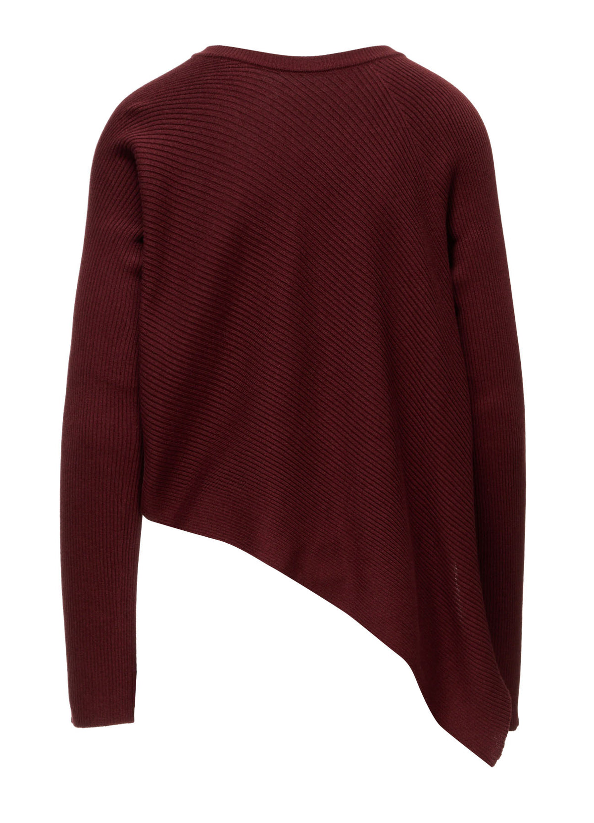 COTTON BLEND CROPPED ASYMMETRIC RIB KNIT