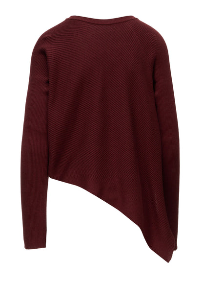 COTTON BLEND CROPPED ASYMMETRIC RIB KNIT