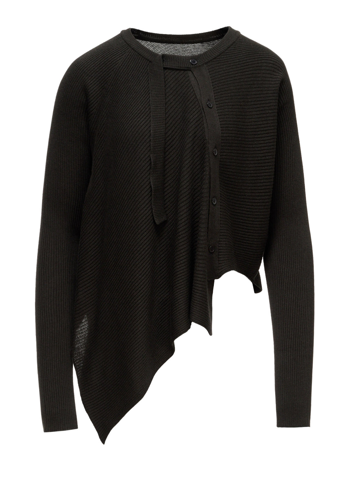COTTON BLEND CROPPED ASYMMETRIC RIB KNIT