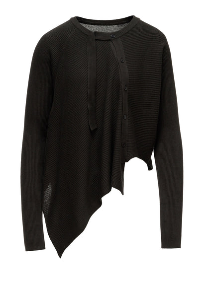 COTTON BLEND CROPPED ASYMMETRIC RIB KNIT