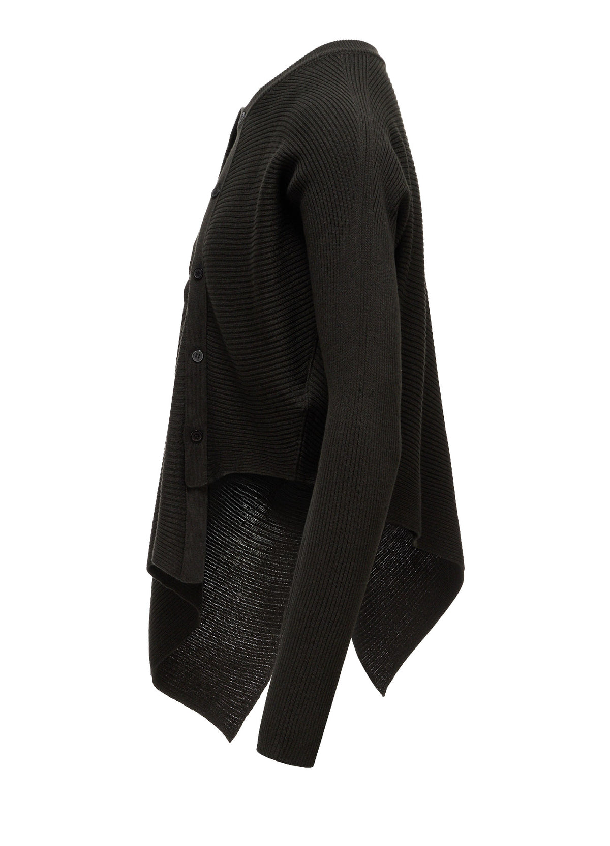 COTTON BLEND CROPPED ASYMMETRIC RIB KNIT