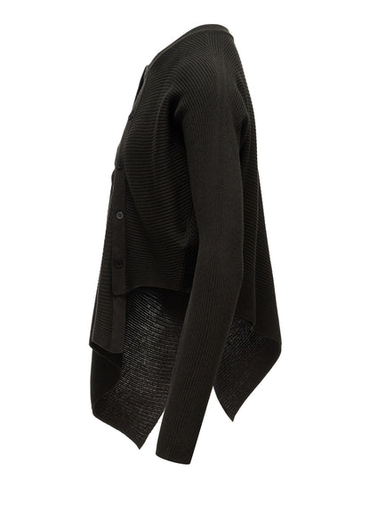 COTTON BLEND CROPPED ASYMMETRIC RIB KNIT