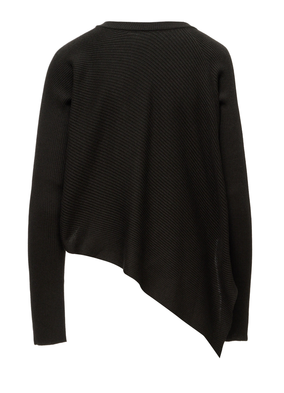 COTTON BLEND CROPPED ASYMMETRIC RIB KNIT