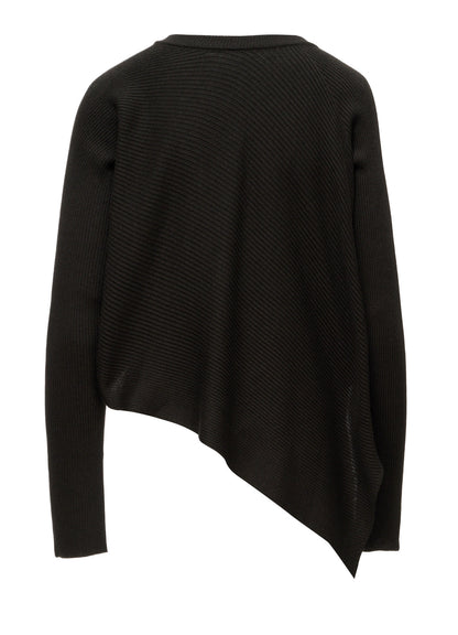 COTTON BLEND CROPPED ASYMMETRIC RIB KNIT
