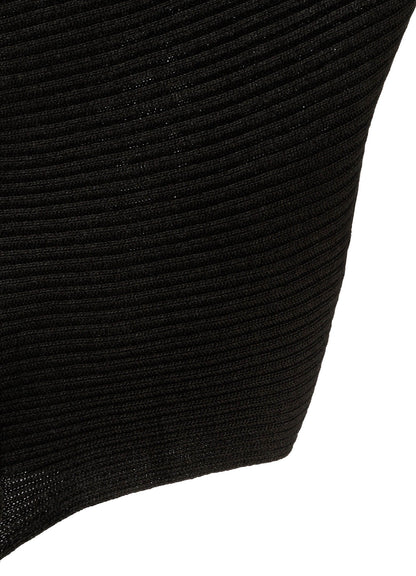 COTTON BLEND CROPPED ASYMMETRIC RIB KNIT