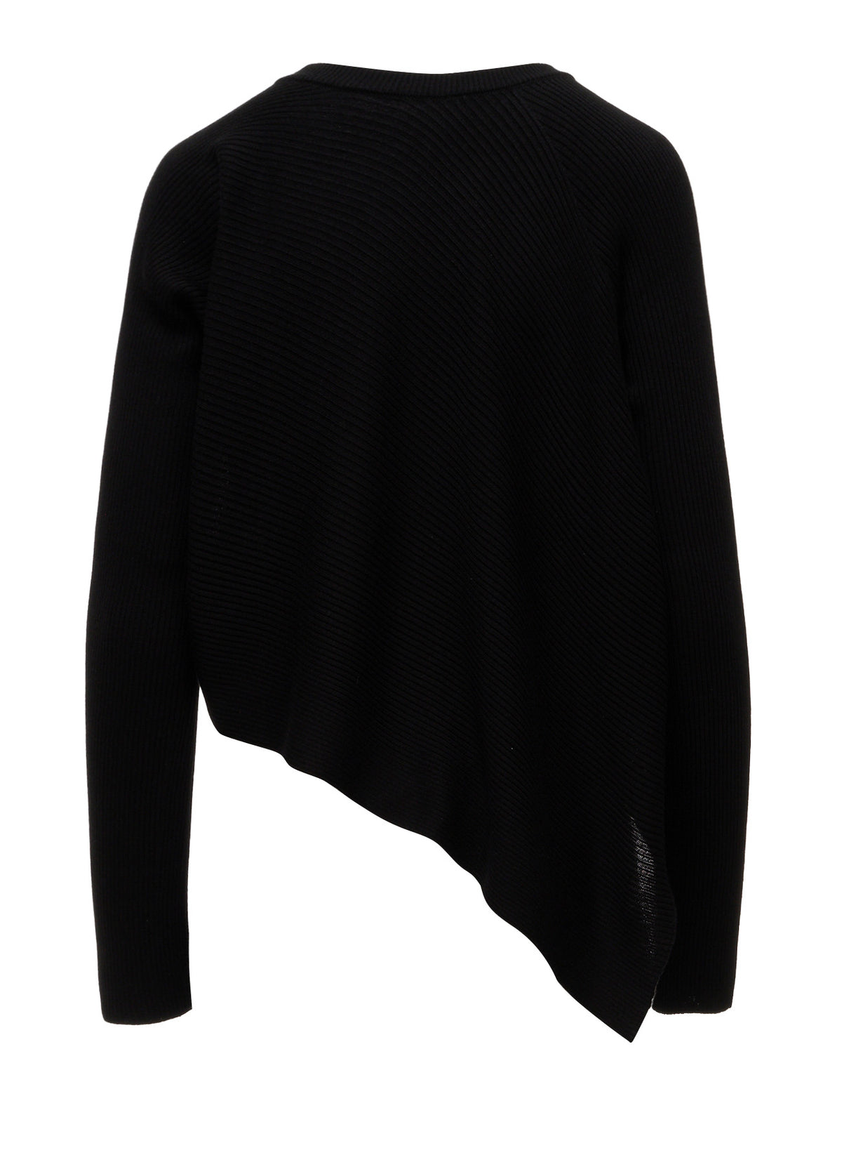 COTTON BLEND CROPPED ASYMMETRIC RIB KNIT