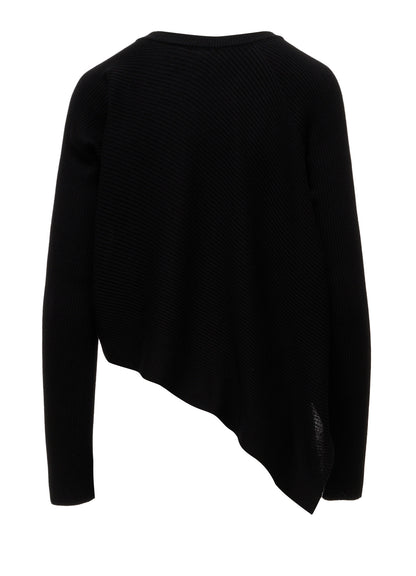 COTTON BLEND CROPPED ASYMMETRIC RIB KNIT