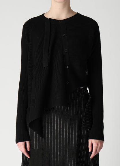 COTTON BLEND CROPPED ASYMMETRIC RIB KNIT