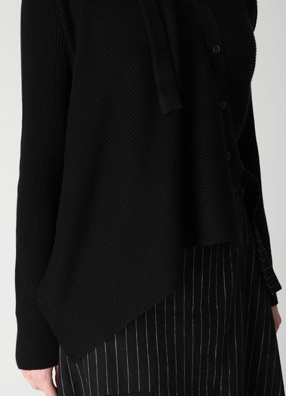 COTTON BLEND CROPPED ASYMMETRIC RIB KNIT