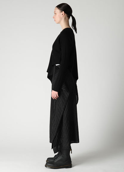 COTTON BLEND CROPPED ASYMMETRIC RIB KNIT