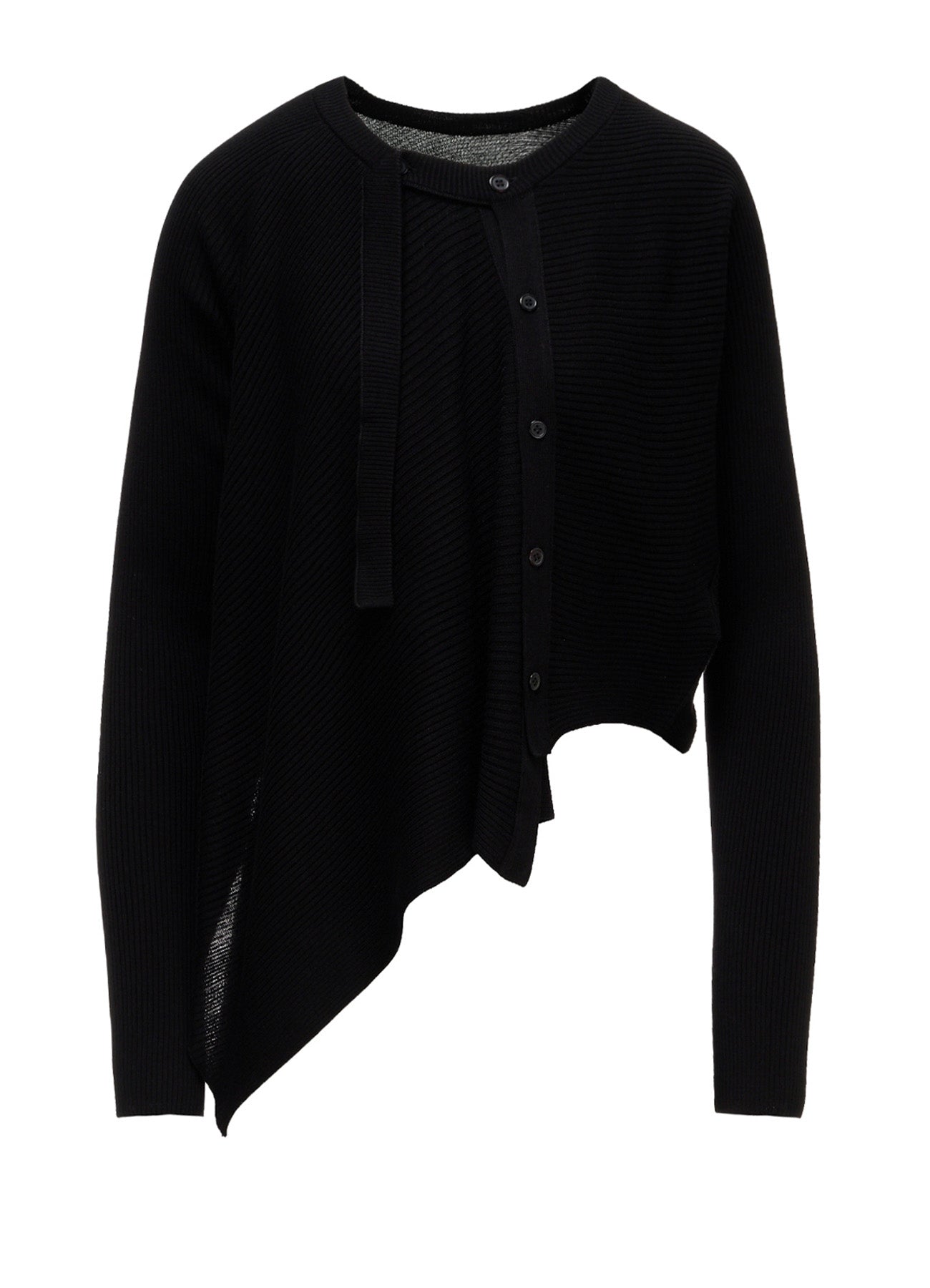 COTTON BLEND CROPPED ASYMMETRIC RIB KNIT – THE SHOP YOHJI YAMAMOTO