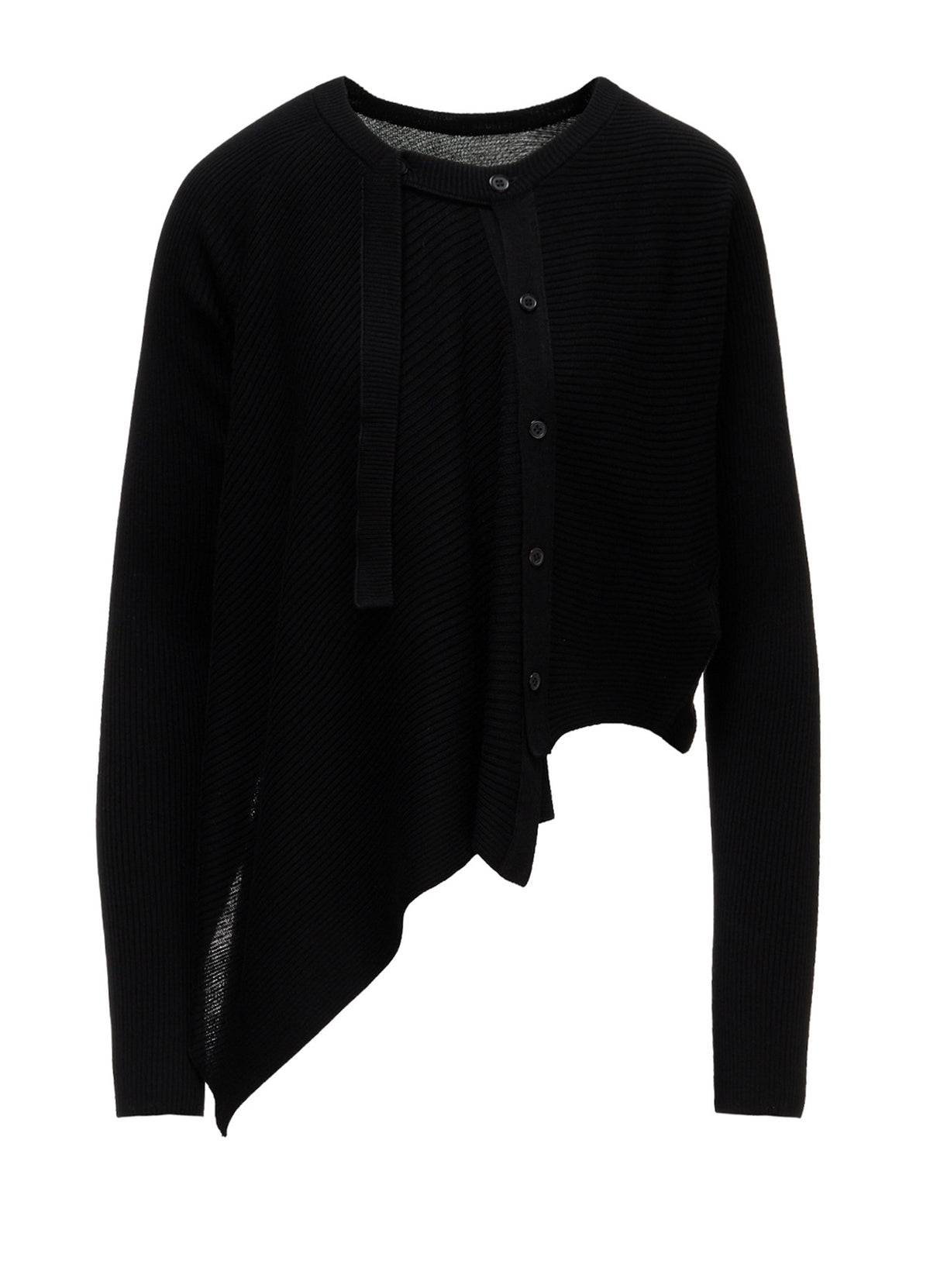 COTTON BLEND CROPPED ASYMMETRIC RIB KNIT