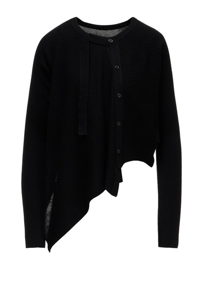 COTTON BLEND CROPPED ASYMMETRIC RIB KNIT