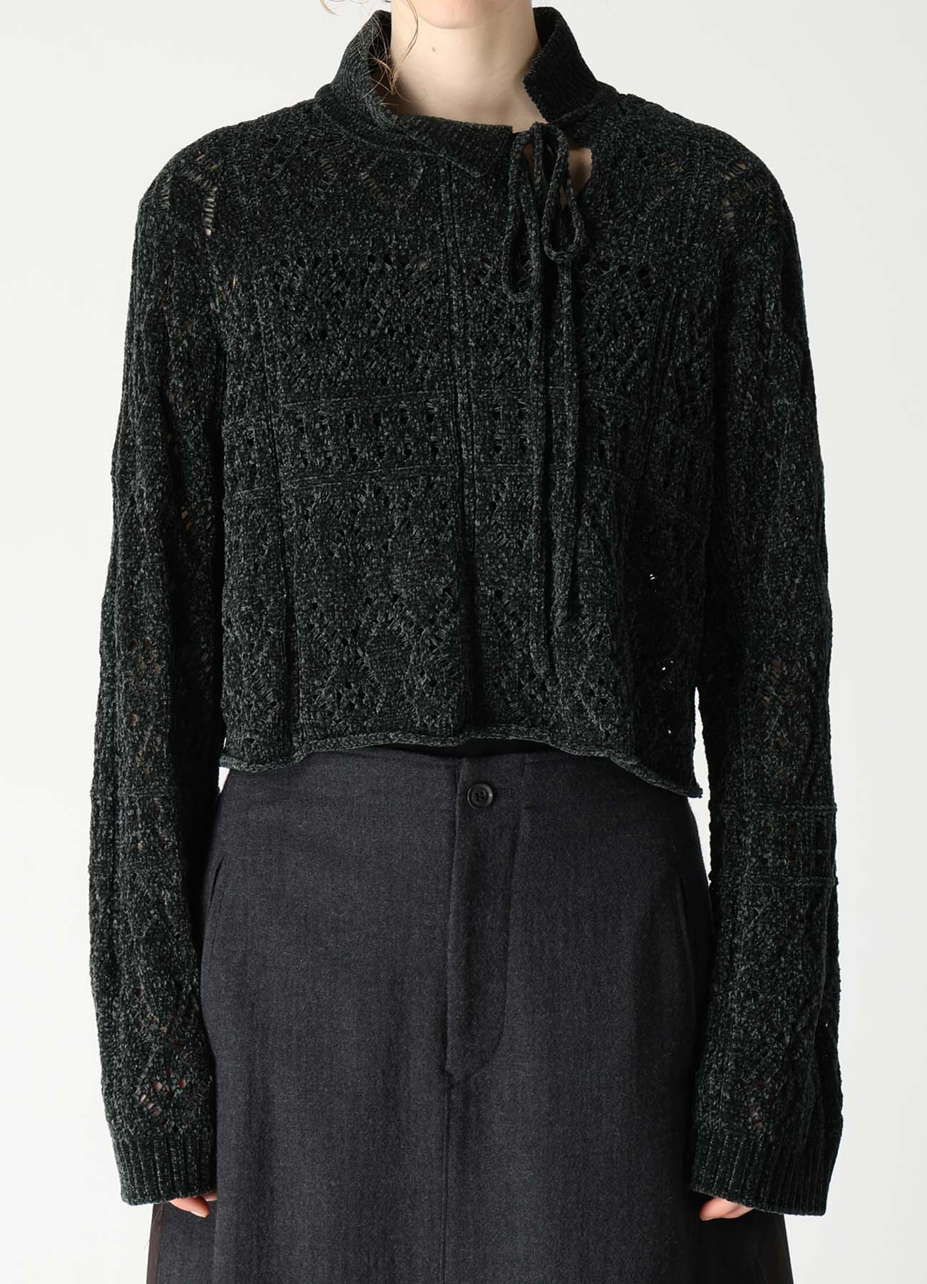CHENILLE OPENWORK SHORT PULLOVER