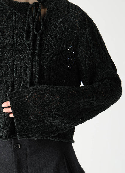 CHENILLE OPENWORK SHORT PULLOVER