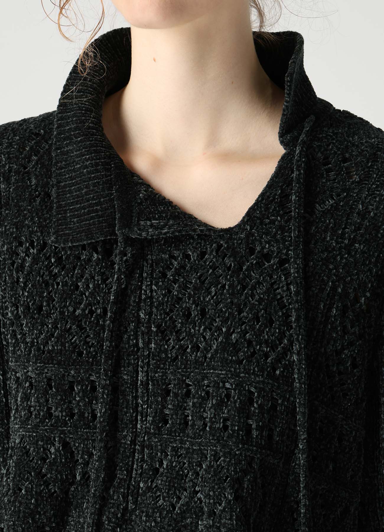 CHENILLE OPENWORK SHORT PULLOVER