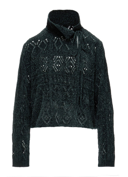 CHENILLE OPENWORK SHORT PULLOVER