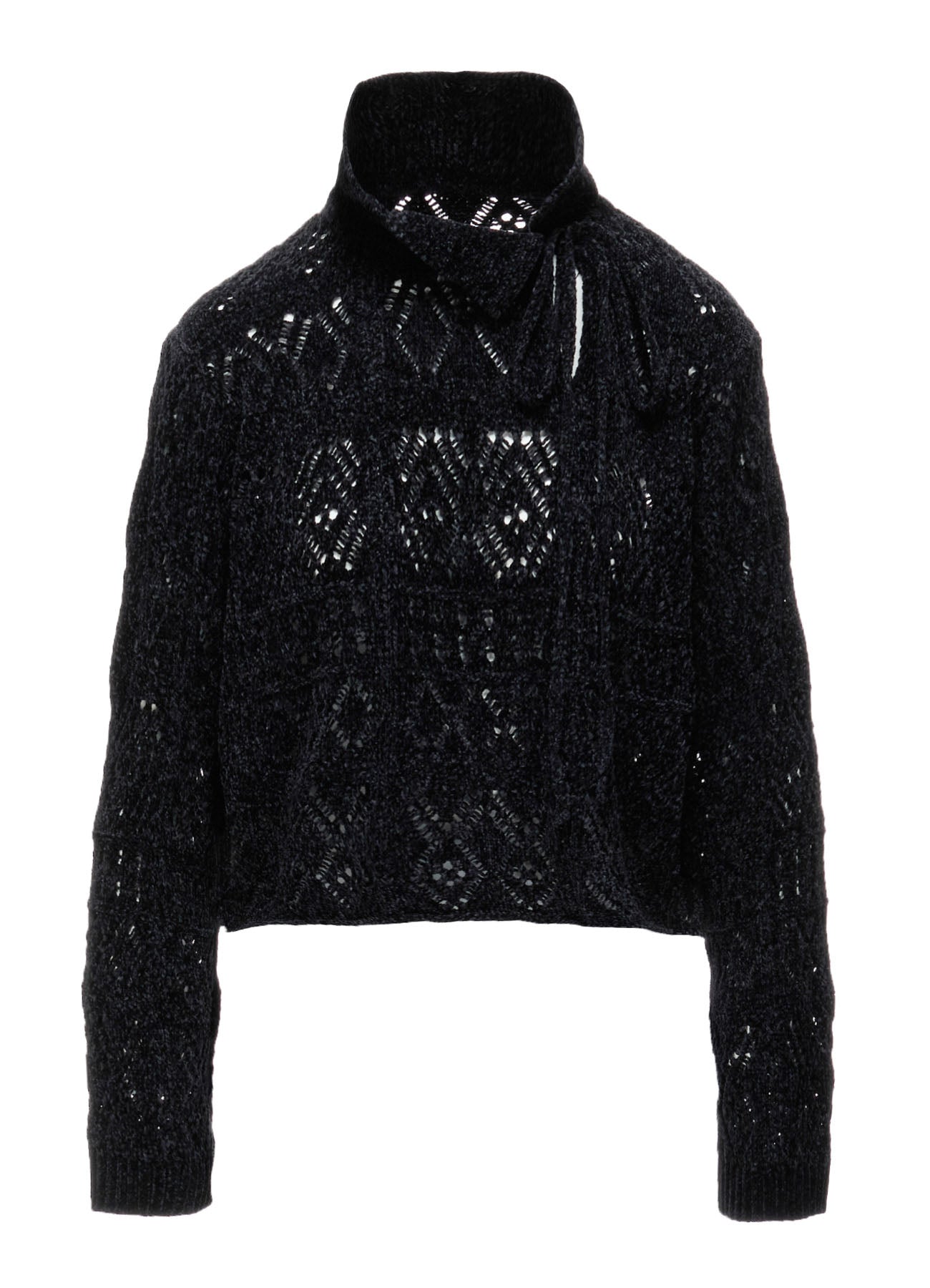 CHENILLE OPENWORK SHORT PULLOVER