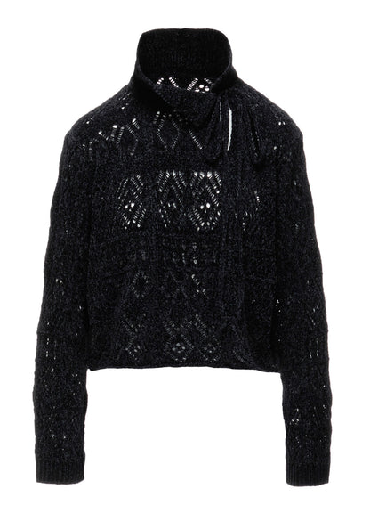 CHENILLE OPENWORK SHORT PULLOVER