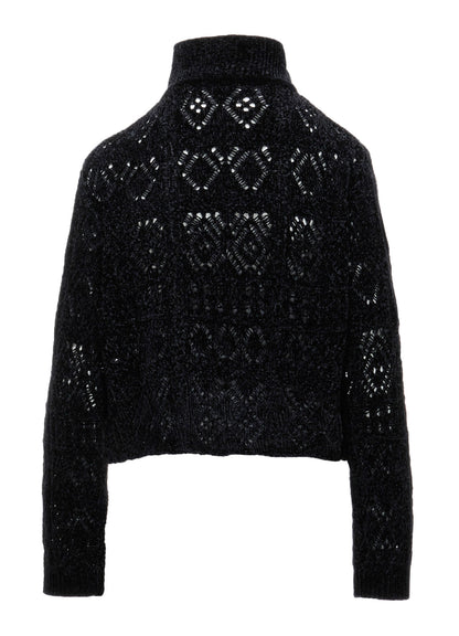 CHENILLE OPENWORK SHORT PULLOVER