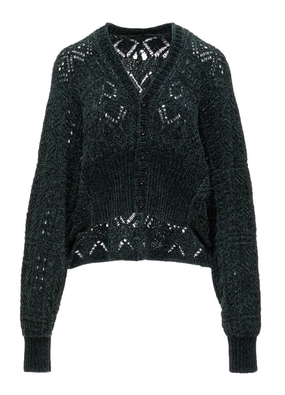 CHENILLE OPENWORK CARDIGAN