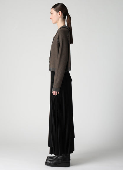 JERSEY PLATING ROUND NECK CARDIGAN